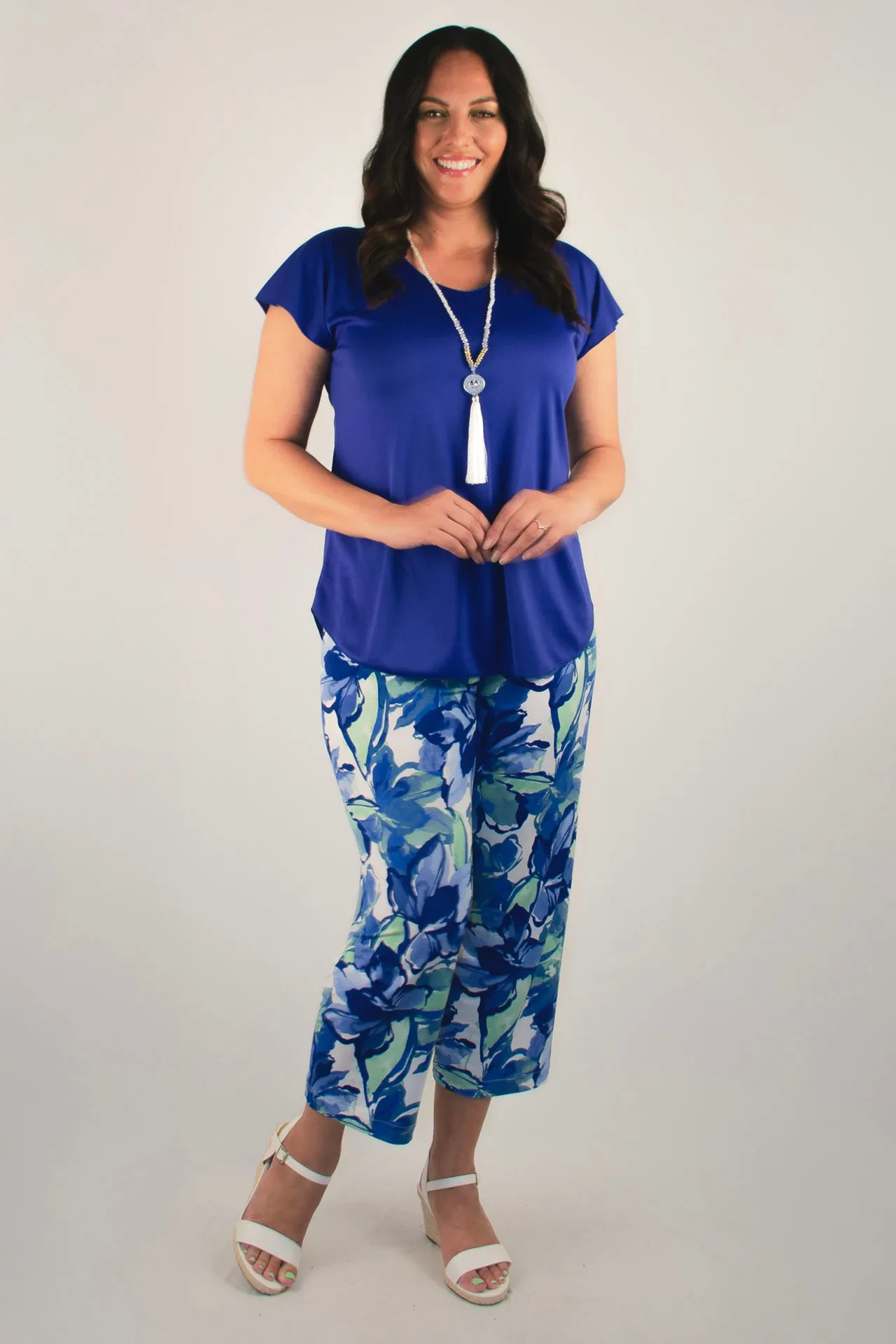 Pacific Print 3/4 Jersey Palazzo Pants