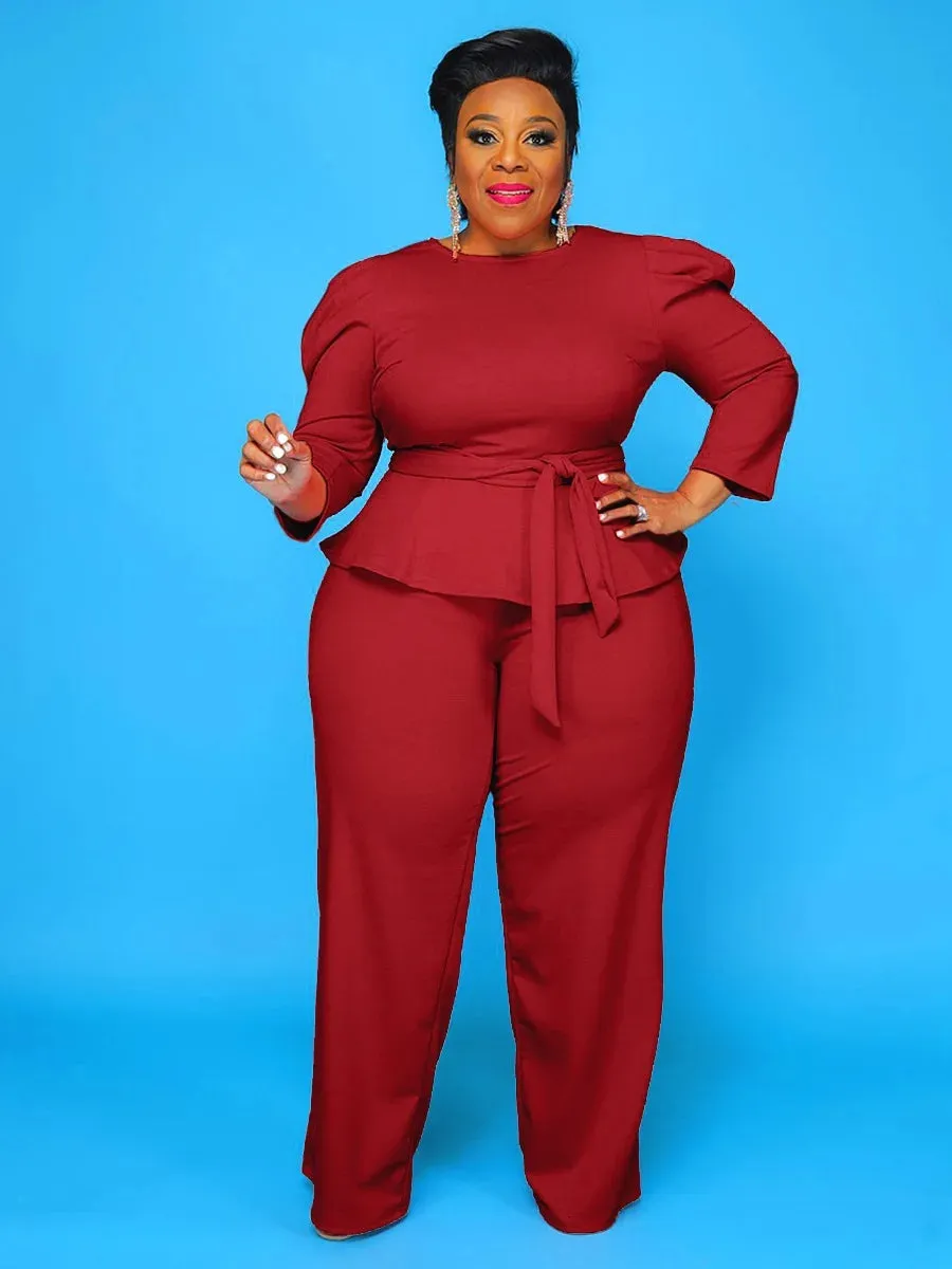 Plus Size Elegant Top & Pants Outfit