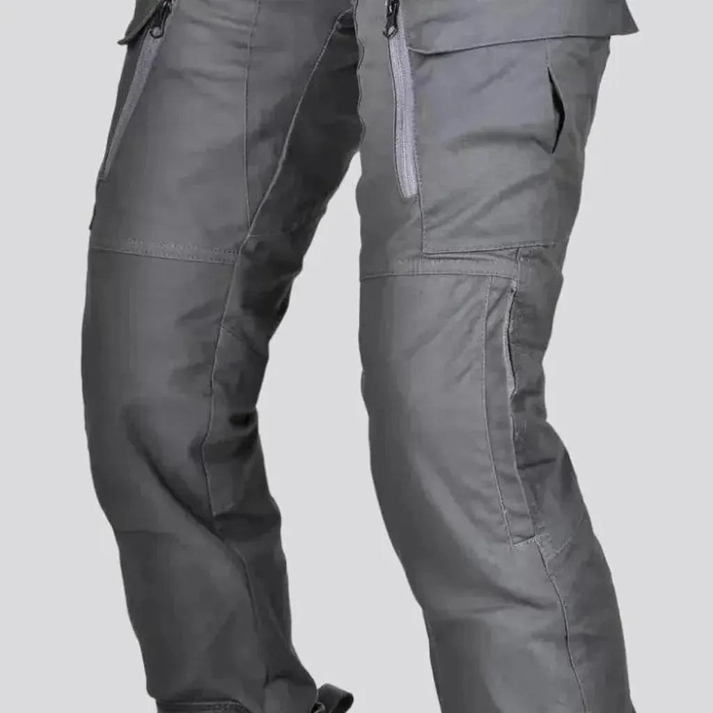 Protective grey biker denim pants