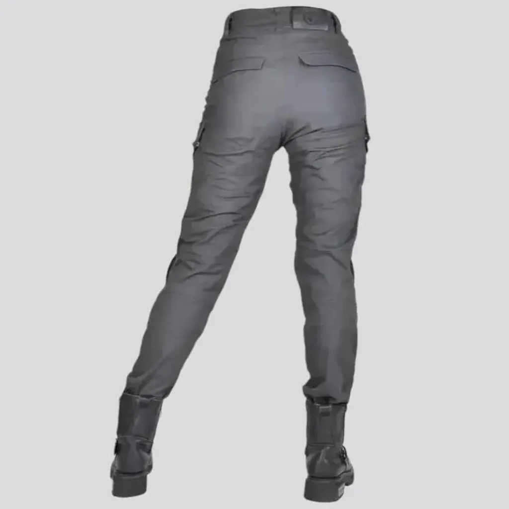 Protective grey biker denim pants