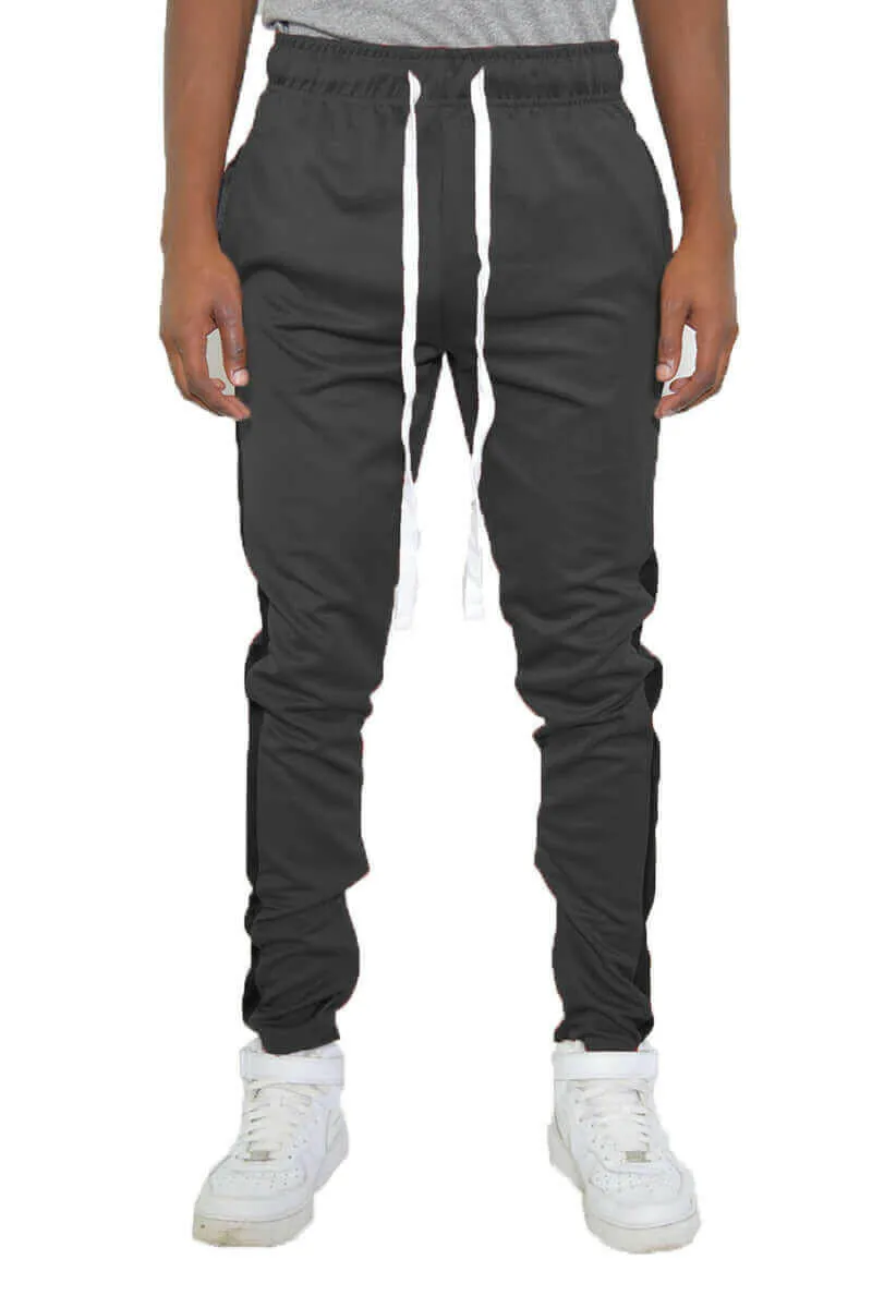 SLIM FIT TRACK PANTS- GREY/BLACK