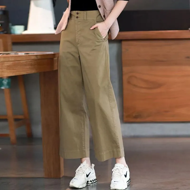 Slimming Thin Pure Cotton Breathable Loose Fit High-Waisted Puffy Pants