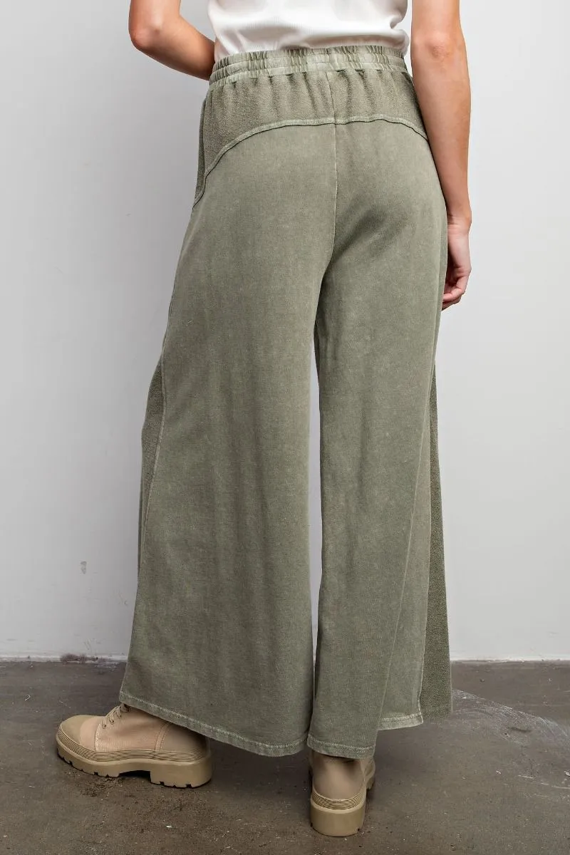 Terry Wide Leg Pants by Easel - Faded Olive