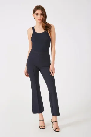 The Porterfield - Navy Cropped Flare Pants with Pintuck