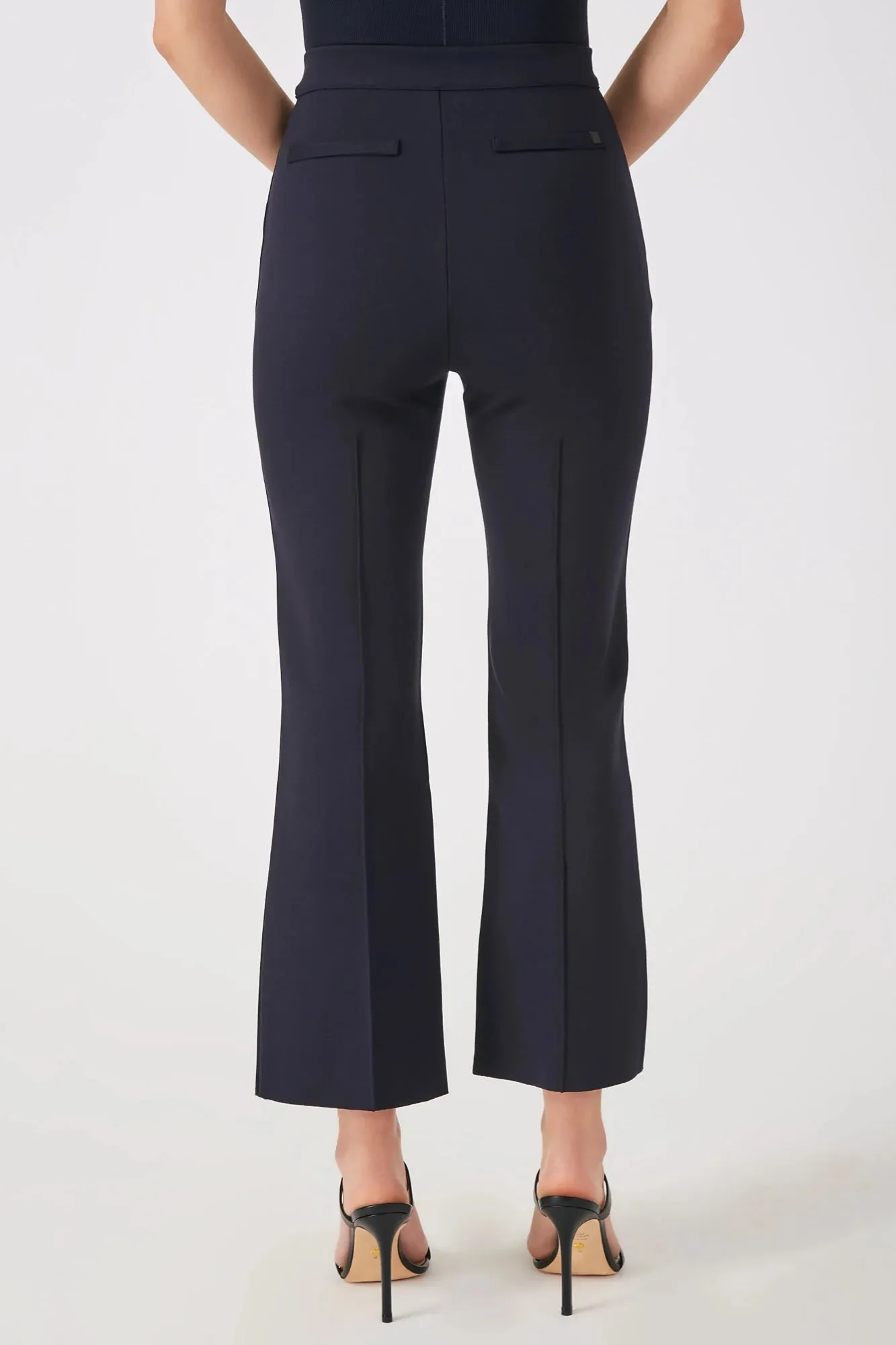 The Porterfield - Navy Cropped Flare Pants with Pintuck