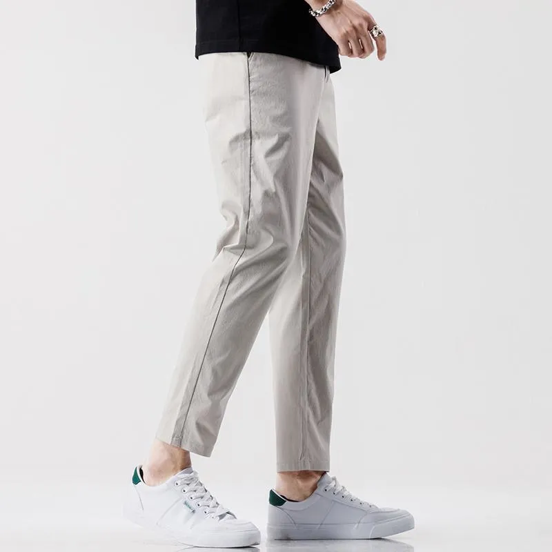 Trendy Preppy Style Slim-Fit Elastic Waist Simple Chic Versatile Pants