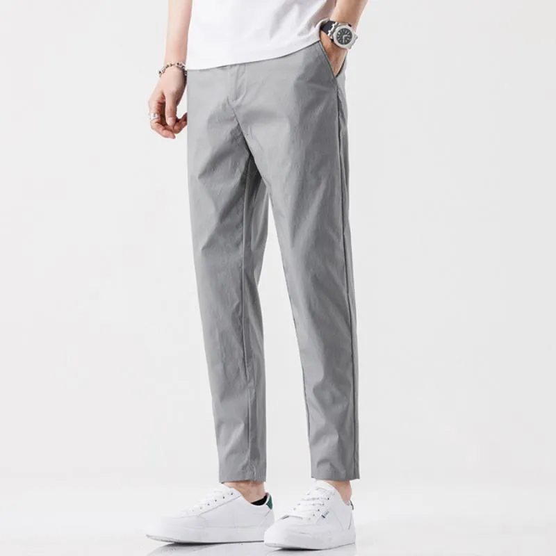 Trendy Preppy Style Slim-Fit Elastic Waist Simple Chic Versatile Pants