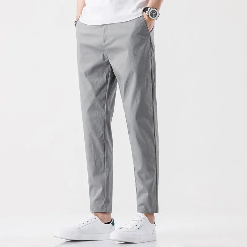 Trendy Preppy Style Slim-Fit Elastic Waist Simple Chic Versatile Pants