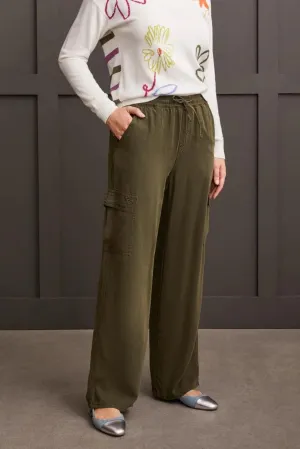 Tribal Brand Olive Wide Leg Jogger Cargo