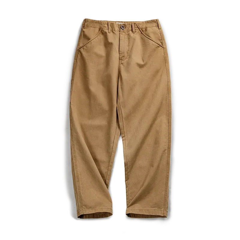 Vintage Casual Khaki Lumberjack Pants - Loose-fit Wide-leg Straight Pants