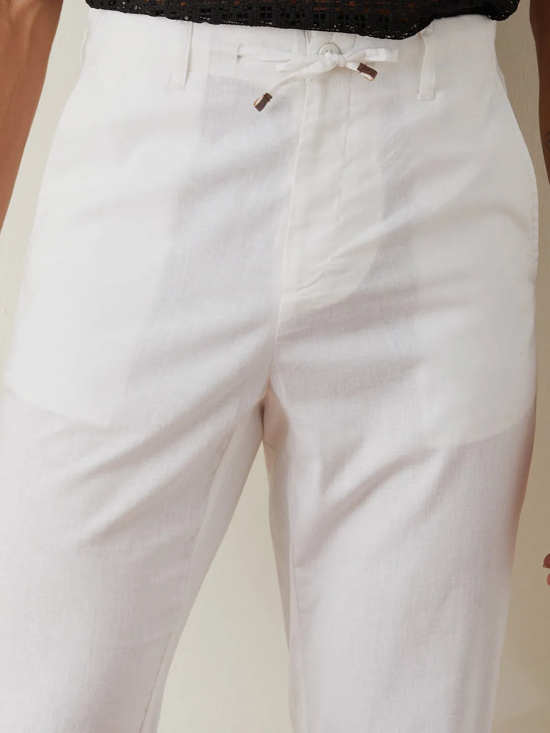 White Plain Loose  Pants