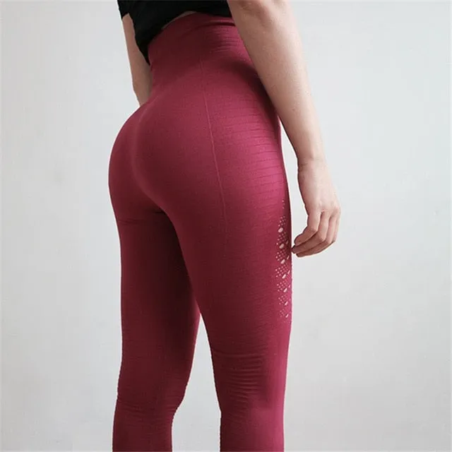 Womens High Elastic Waist Breathable Slim Fit Yoga Leggings